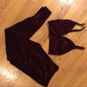 Velvet crop top and jogger pant set!